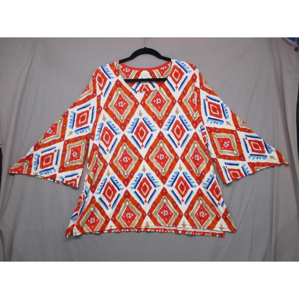 Chico's Boho Geometric‎ Print Blouse Womens Size 3